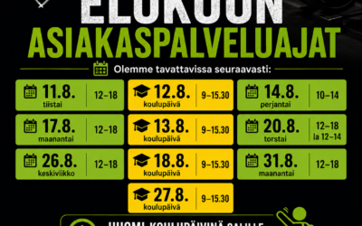 Elokuun-26 aukioloajat
